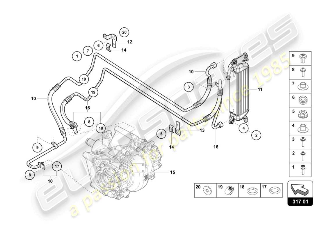 lamborghini 2022 (lp770-4 svj coupe) oil cooler rear part diagram