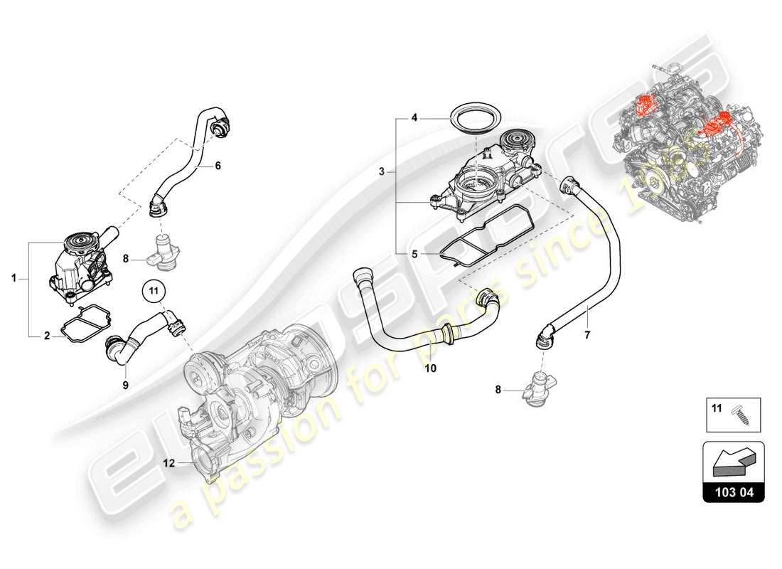 lamborghini urus (2022) ventilation for cylinder block part diagram