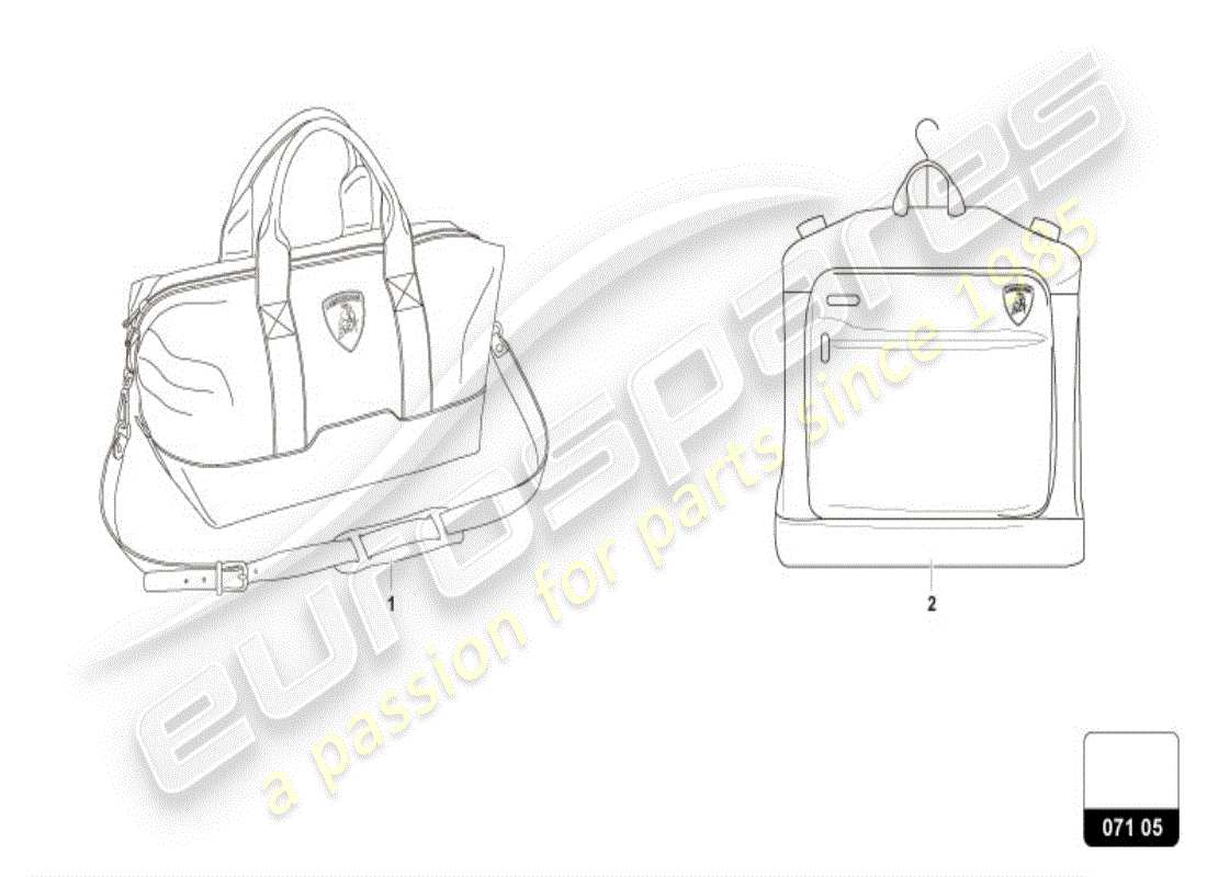 lamborghini accessories (tecnica) travel bags set part diagram