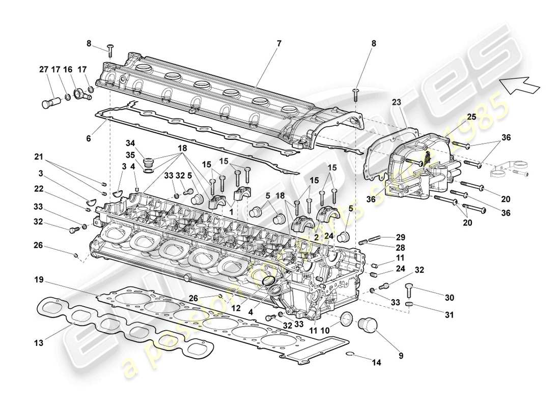 lamborghini reventon cylinder head left parts diagram