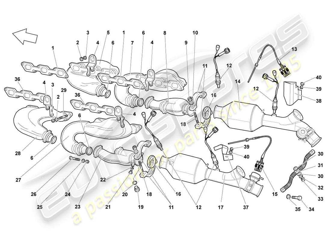 lamborghini reventon roadster exhaust manifolds part diagram