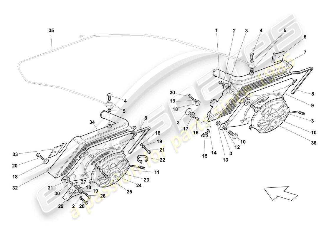 lamborghini reventon roadster cooler for coolant parts diagram