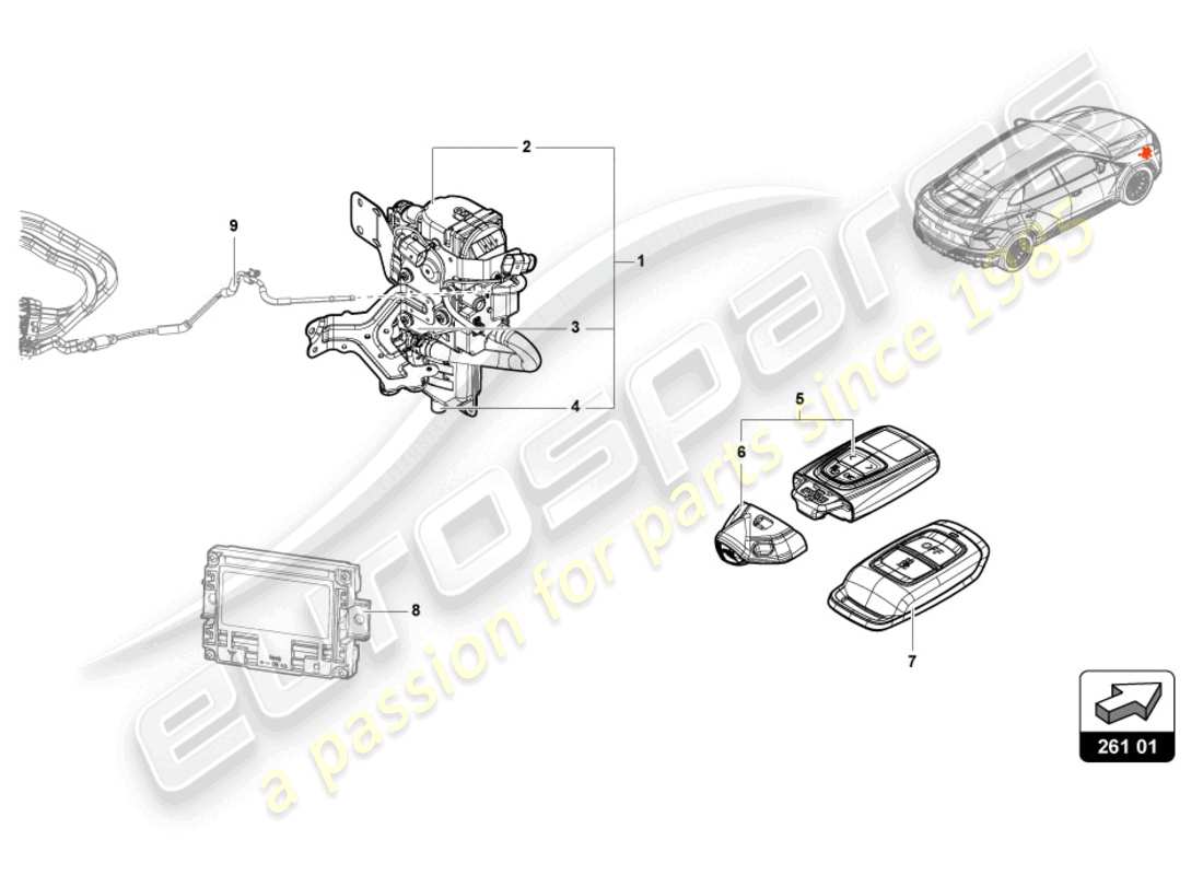 lamborghini urus (2019) auxiliary heater for coolant circuit parts diagram