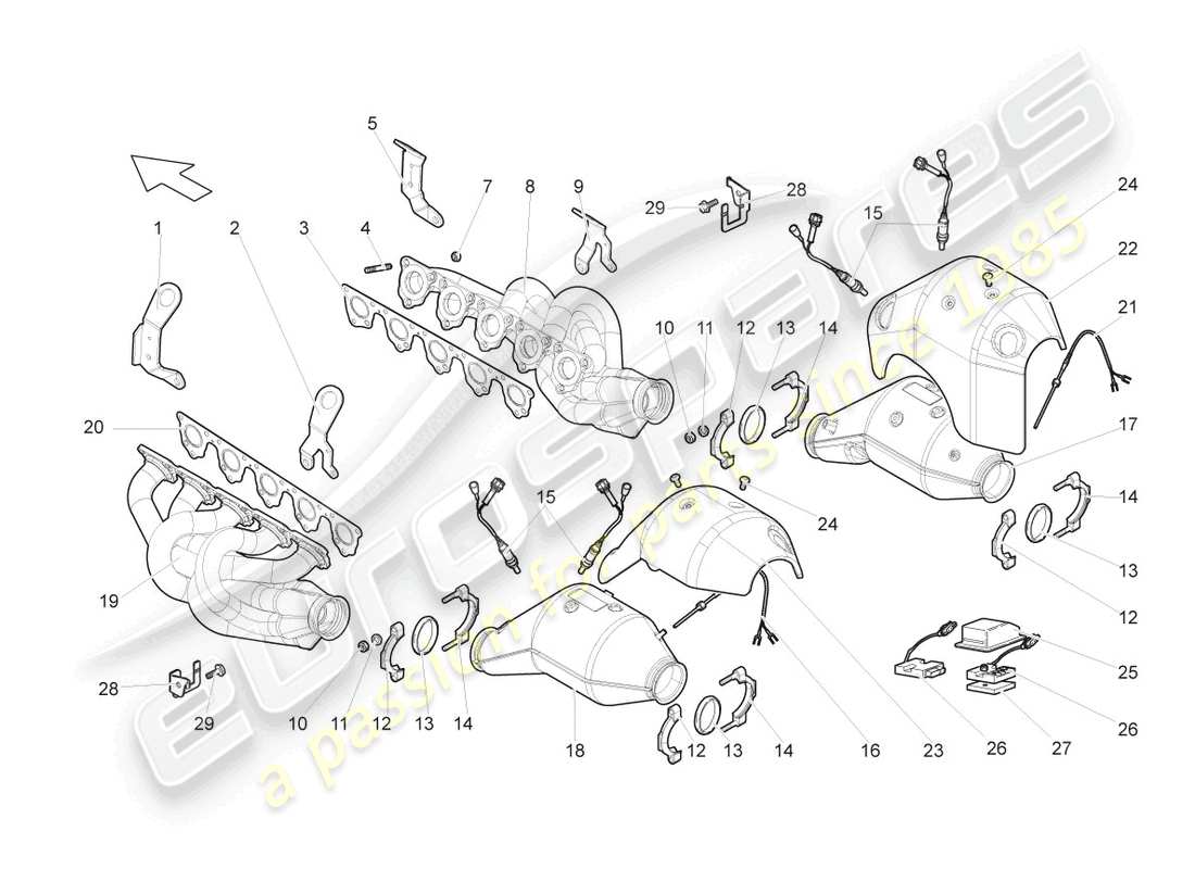 a part diagram from the lamborghini gallardo coupe (2004) parts catalogue