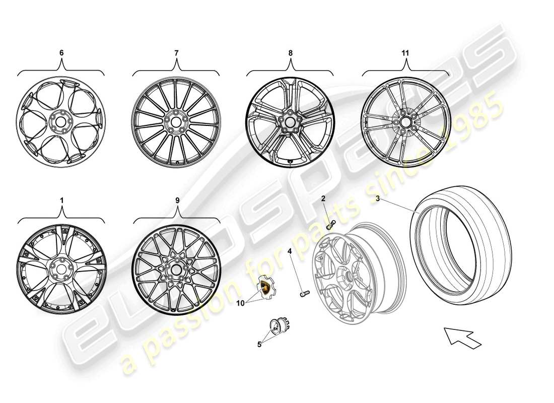 a part diagram from the lamborghini lp560-4 spider (2009) parts catalogue