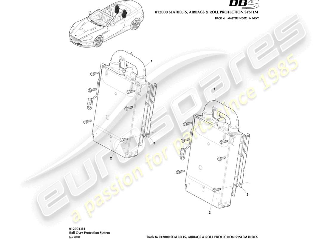 aston martin dbs (2007) rops installation, volante part diagram