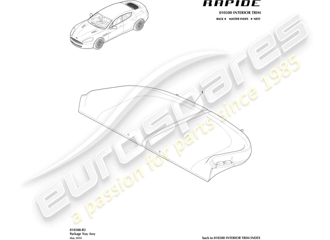 aston martin rapide (2014) parcel shelf trim panel parts diagram