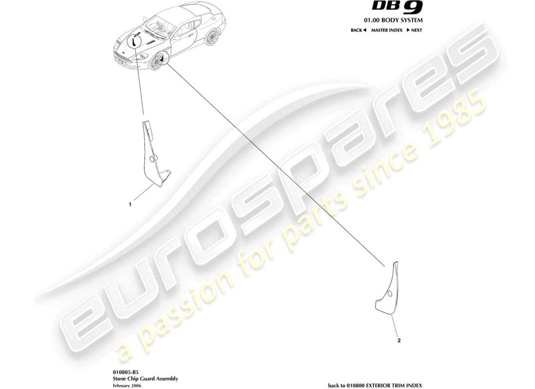 a part diagram from the aston martin db9 parts catalogue