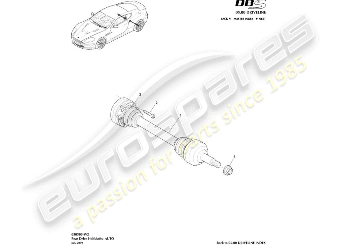 aston martin dbs (2007) rear halfshaft assembly, auto part diagram