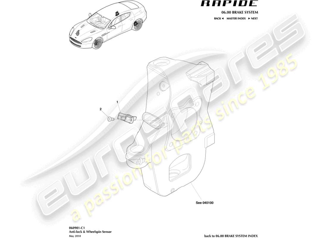 aston martin rapide (2013) wheel speed sensors part diagram