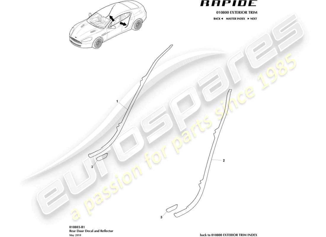 aston martin rapide (2013) rear door trim part diagram
