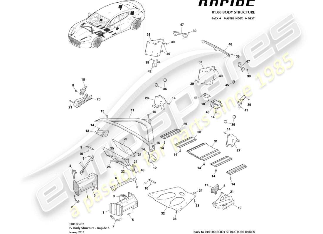 aston martin rapide (2013) ancillary parts, s part diagram