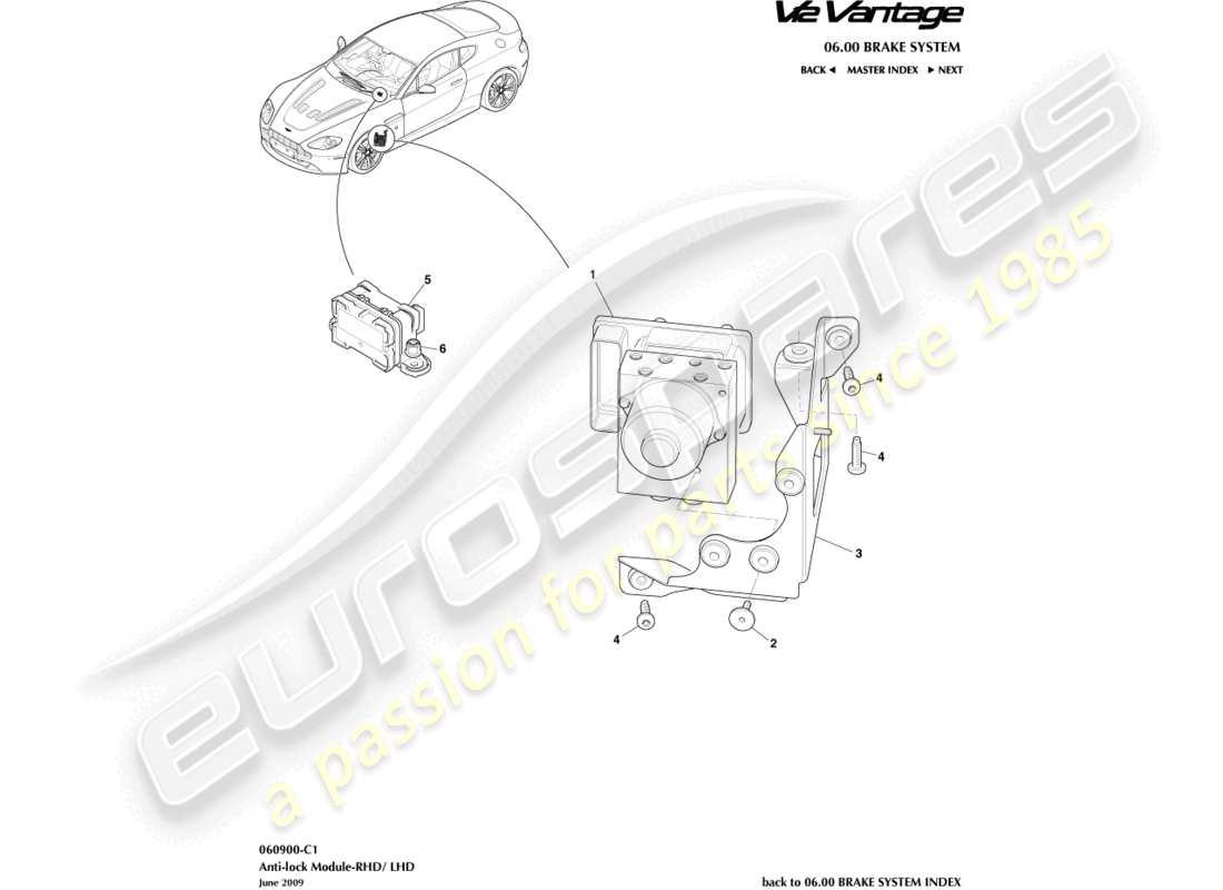 aston martin v12 vantage (2011) anti-lock module part diagram