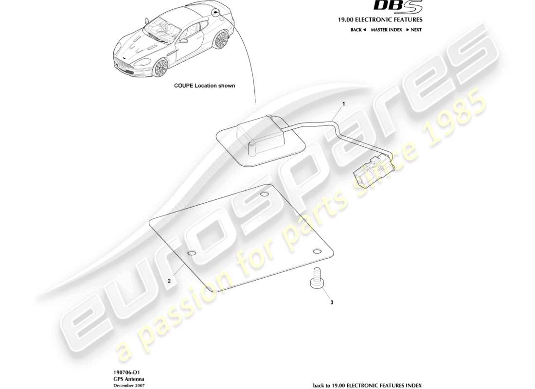 aston martin dbs (2012) gps antenna part diagram