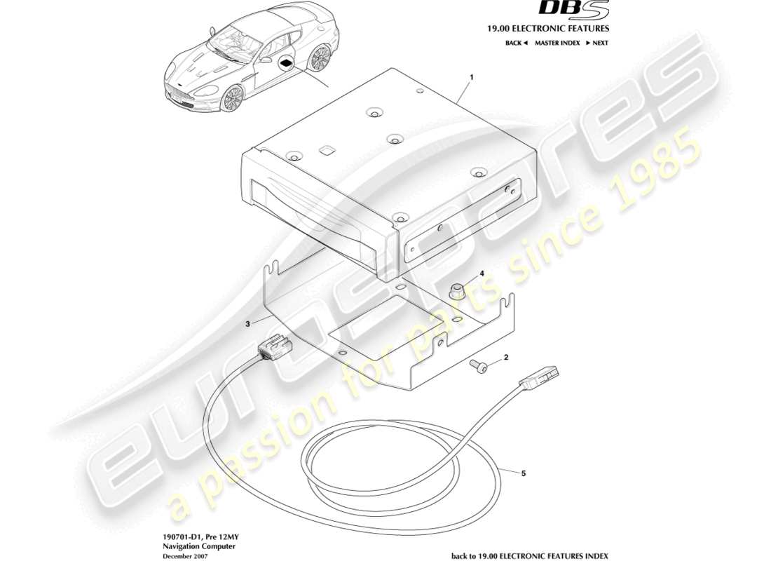 aston martin dbs (2007) navigation, to 12my part diagram