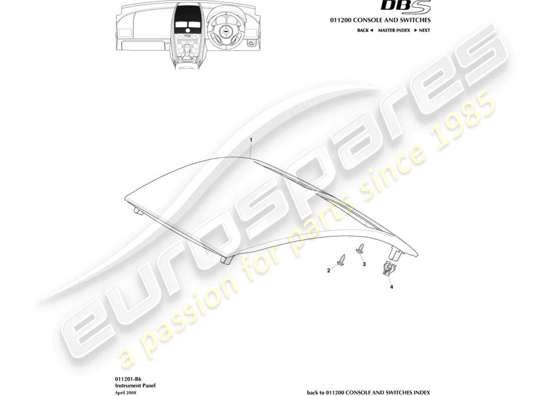 aston martin dbs (2014) instrument panel part diagram