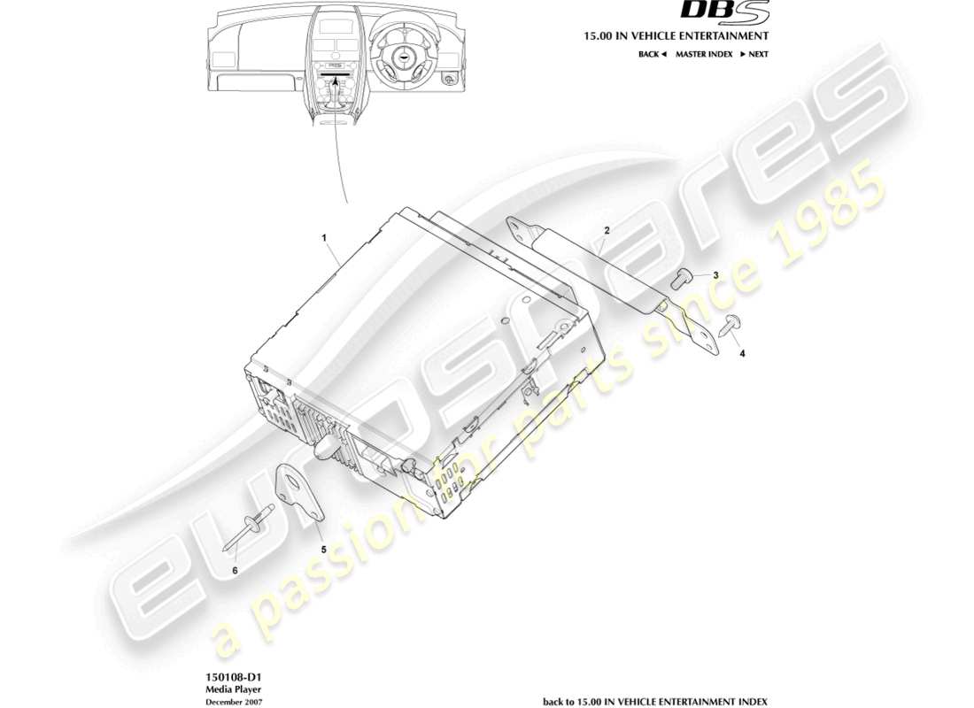 aston martin dbs (2007) media player part diagram