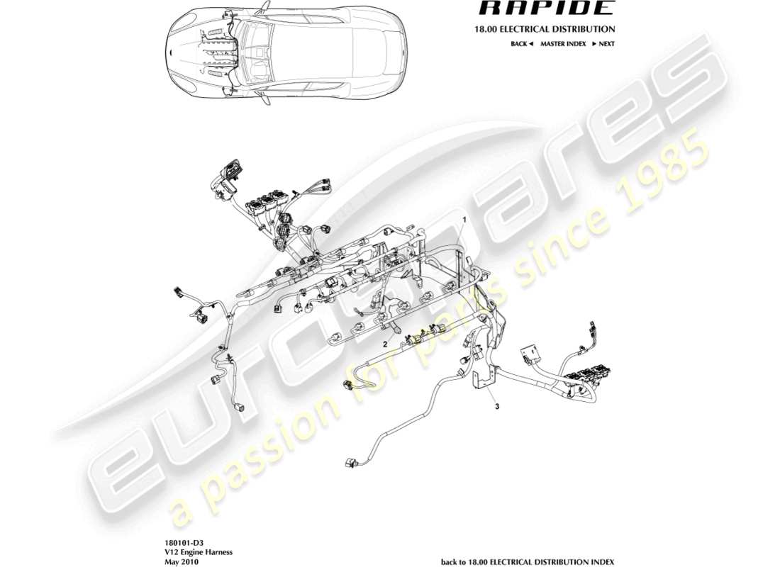 aston martin rapide (2019) engine harness part diagram