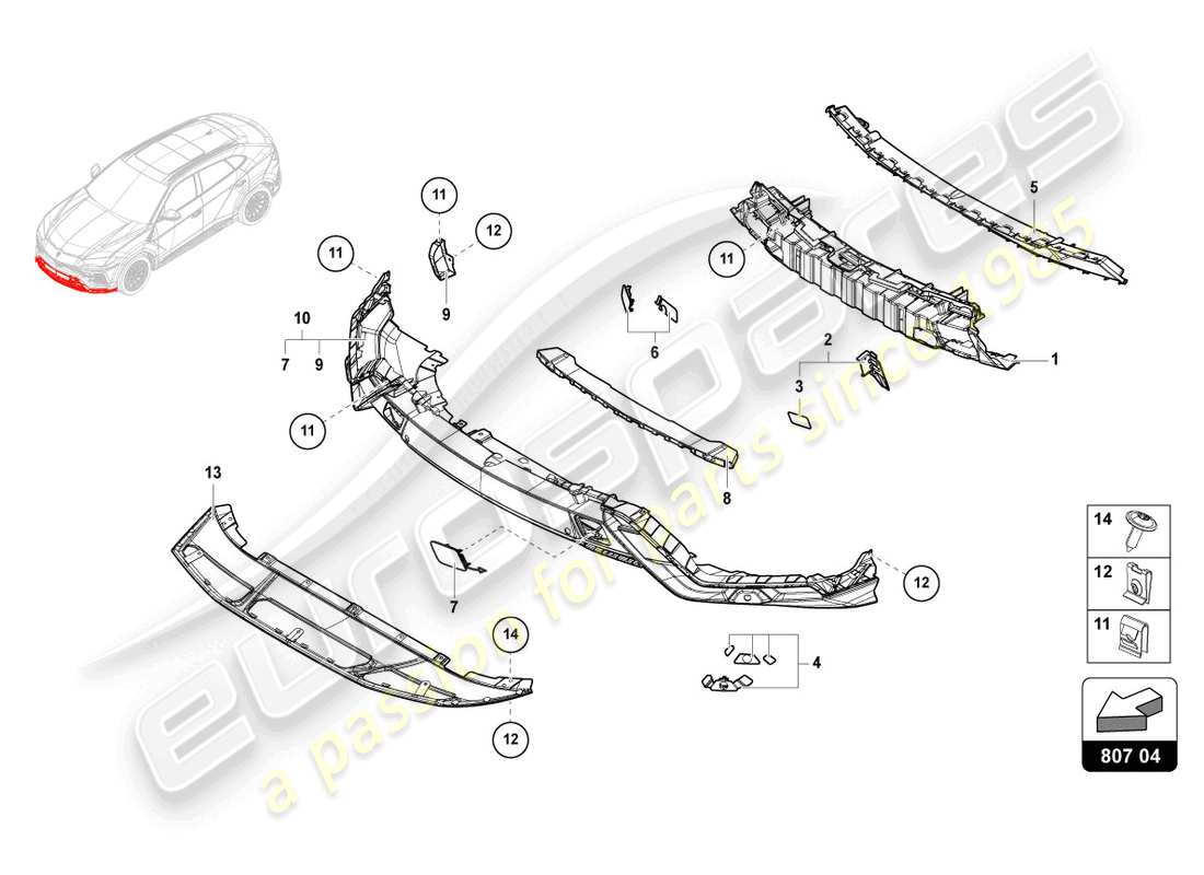 lamborghini urus (2020) bumper, complete dune parts diagram