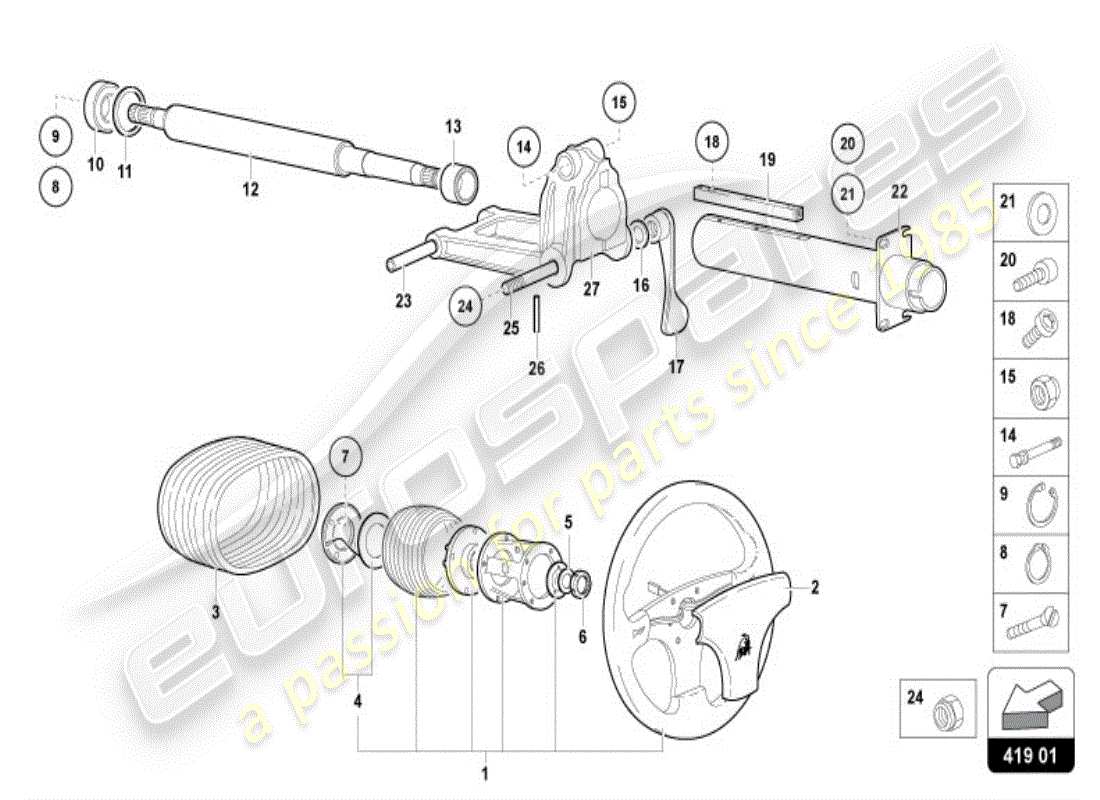 lamborghini diablo vt (1996) steering system parts diagram