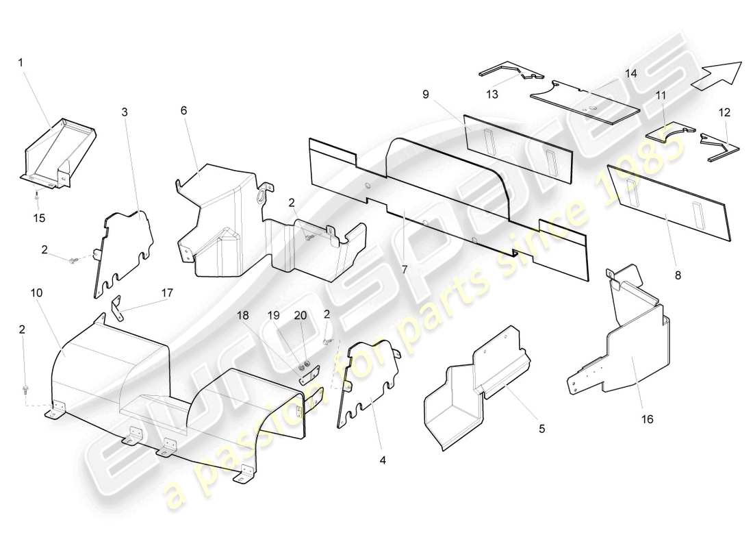 lamborghini gallardo spyder (2008) cross panel with scuttle part diagram