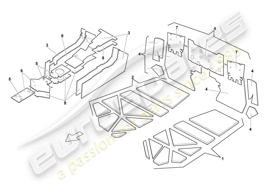 lamborghini reventon roadster sound absorbers part diagram