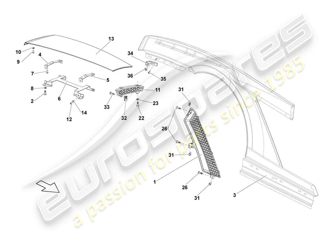 a part diagram from the lamborghini lp560-4 spider (2012) parts catalogue