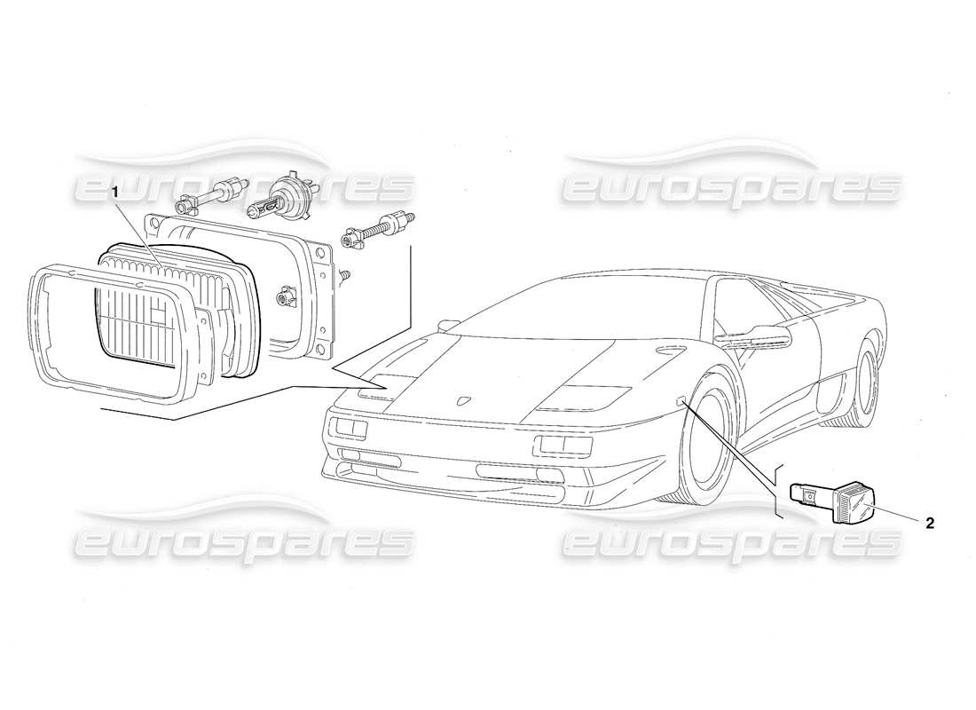 lamborghini diablo sv (1997) lights (valid for japan - march 1997) part diagram