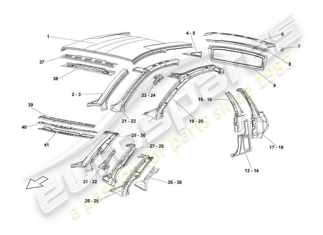 lamborghini reventon roadster roof part diagram