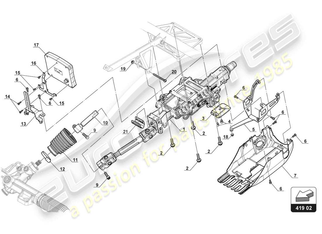 lamborghini 2018 (gt3 evo) steering column part diagram