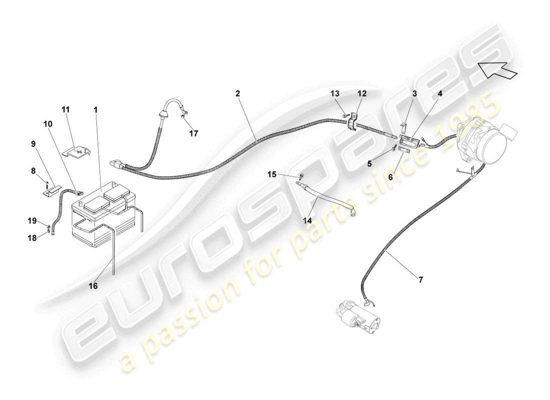 lamborghini gallardo coupe (2007) battery part diagram