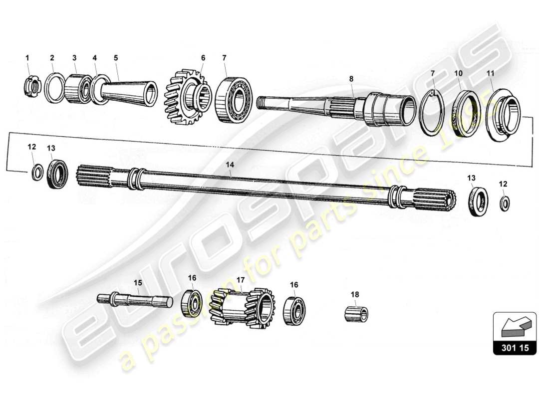 lamborghini countach 25th anniversary (1989) shaft - rm parts diagram