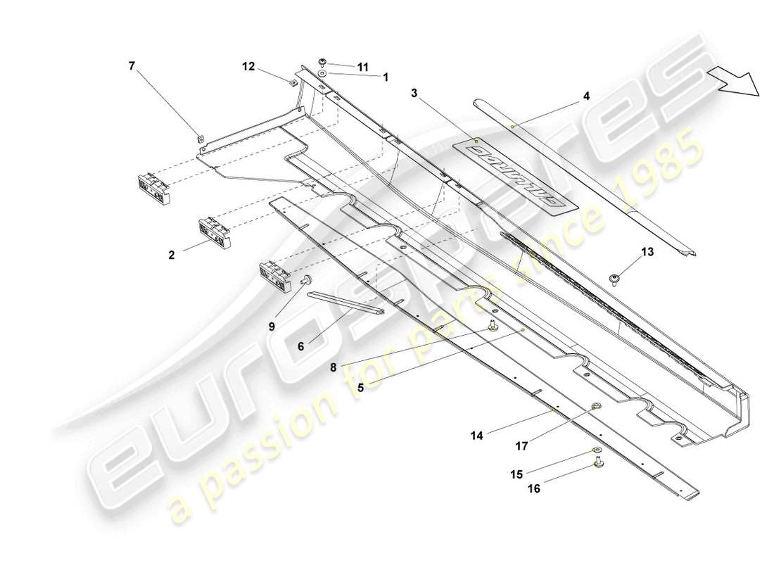 lamborghini lp550-2 spyder (2014) side member trim part diagram