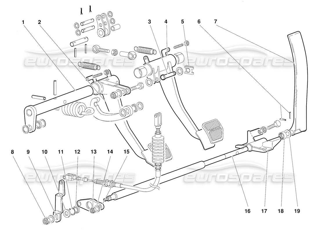 lamborghini diablo (1991) pedals (valid for australia version - october 1991) part diagram