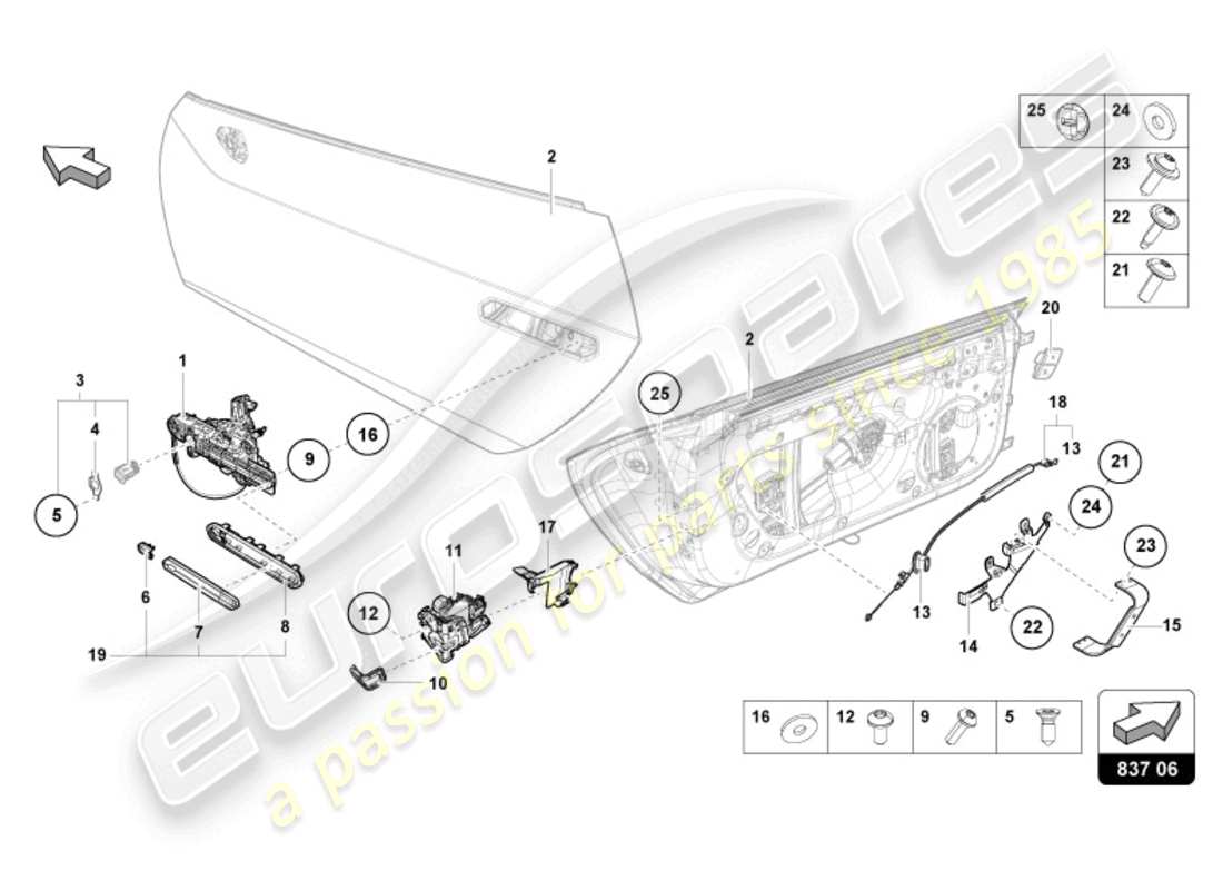 lamborghini 2024 (sto) door handle, inner part diagram