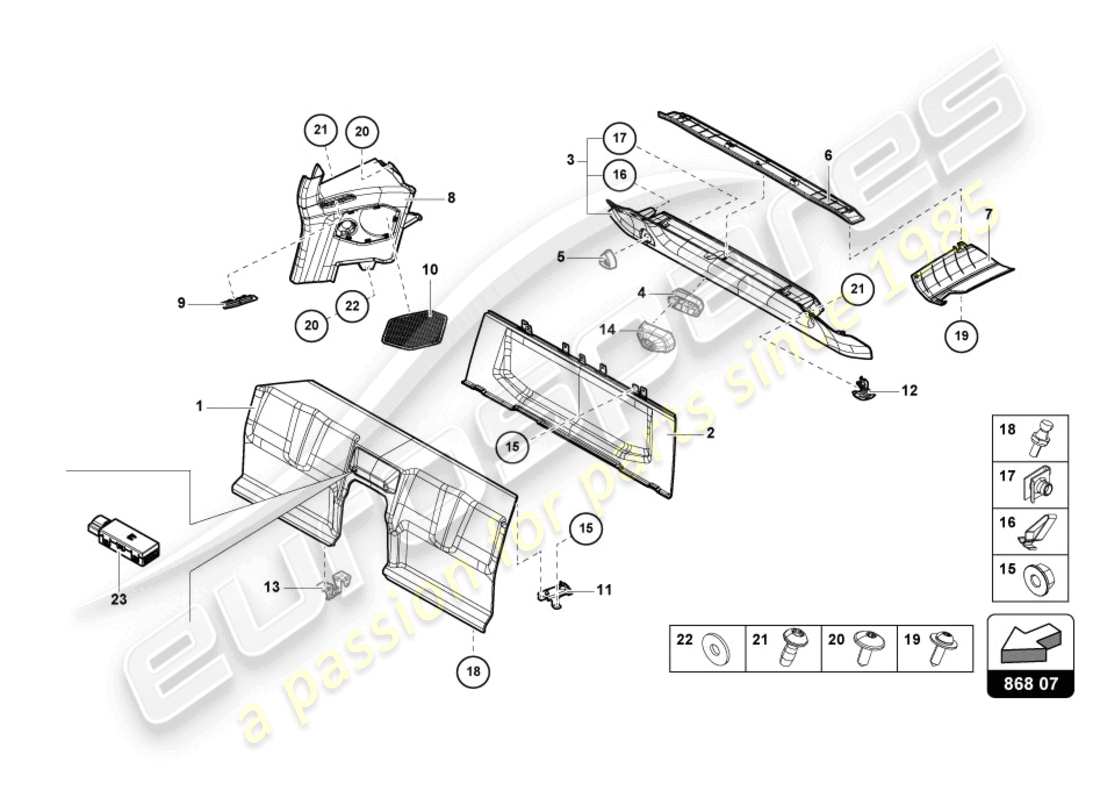 lamborghini 2021 (evo coupe 2wd) interior decor part diagram