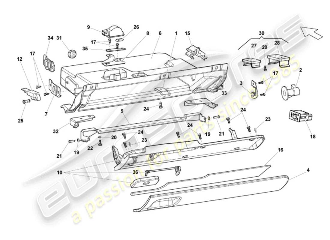 a part diagram from the lamborghini blancpain sts (2012) parts catalogue