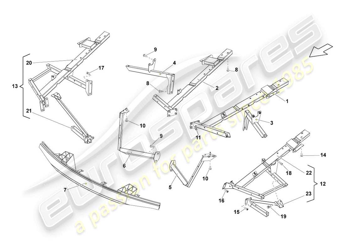 lamborghini lp560-4 spider (2013) bodywork front part part diagram