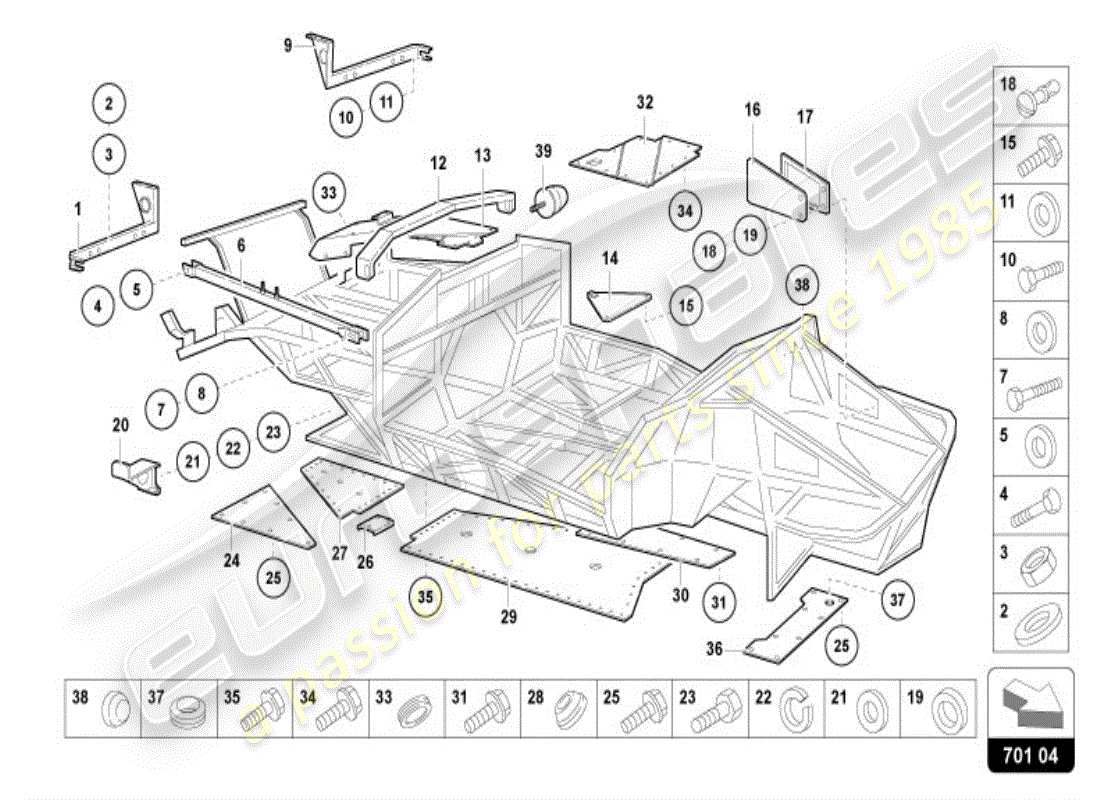 lamborghini diablo vt (1999) trim frame front part part diagram