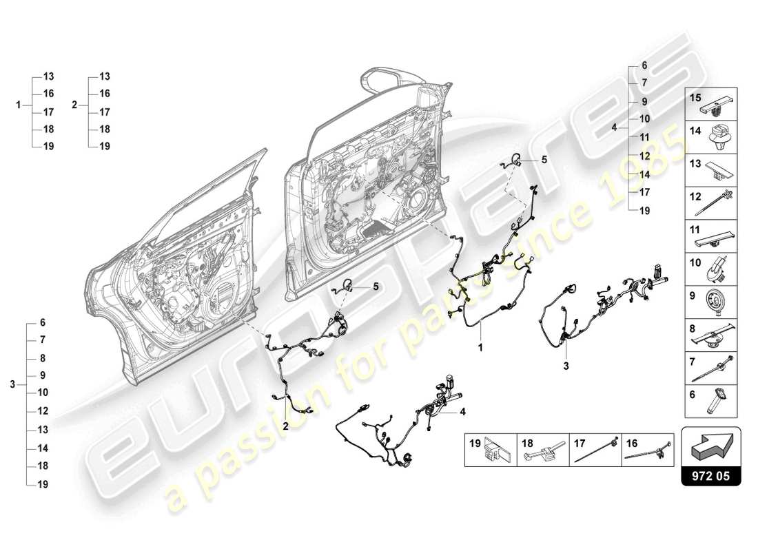 lamborghini urus (2020) wiring set for door parts diagram