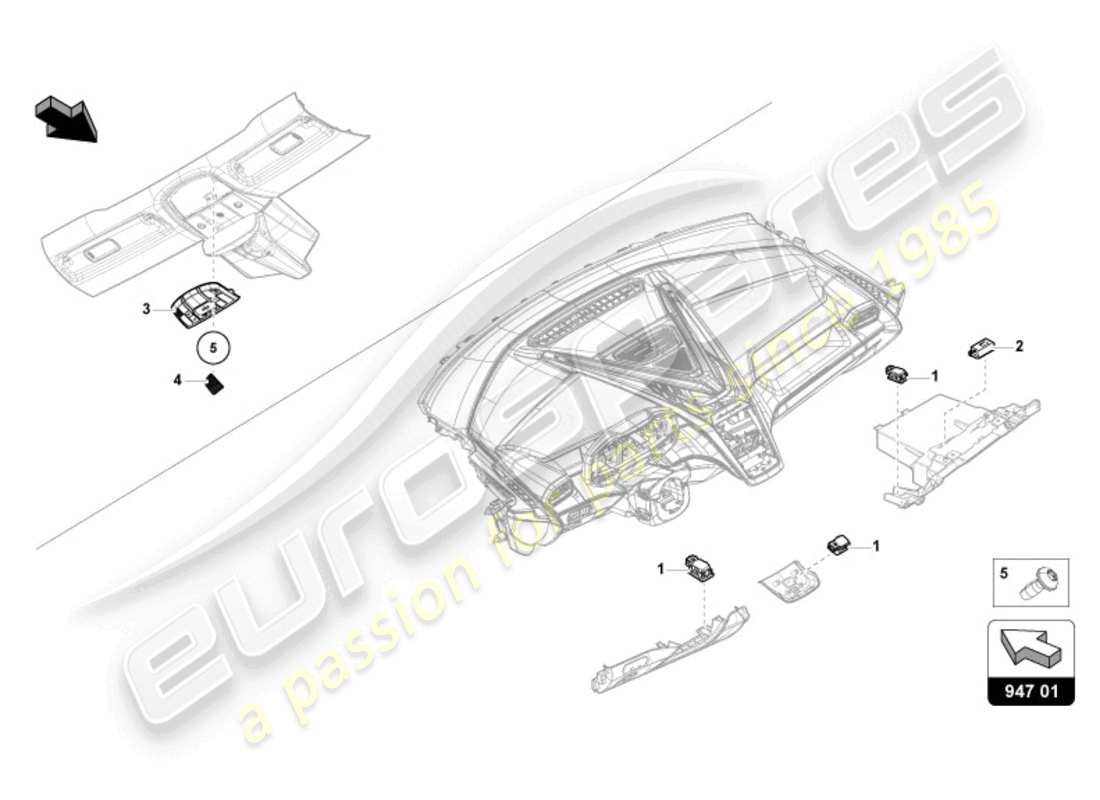 lamborghini revuelto coupe (2024) led interior light parts diagram