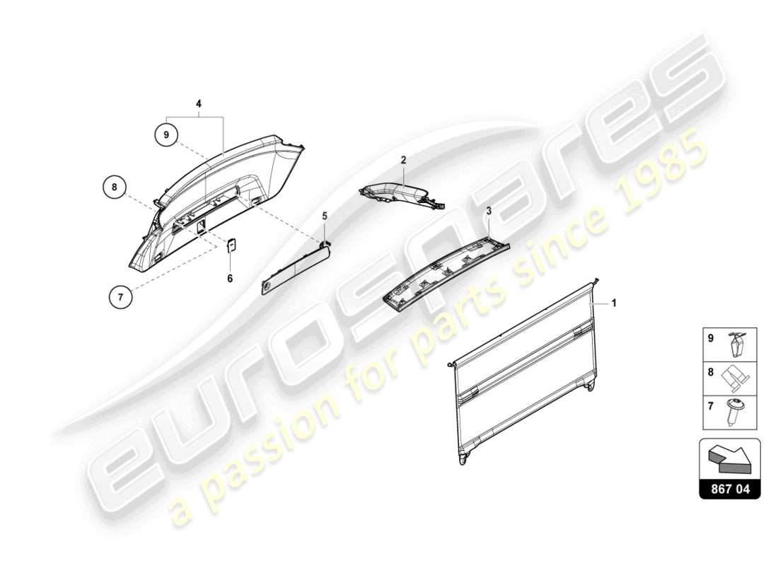 lamborghini urus (2021) rear lid trim panel part diagram