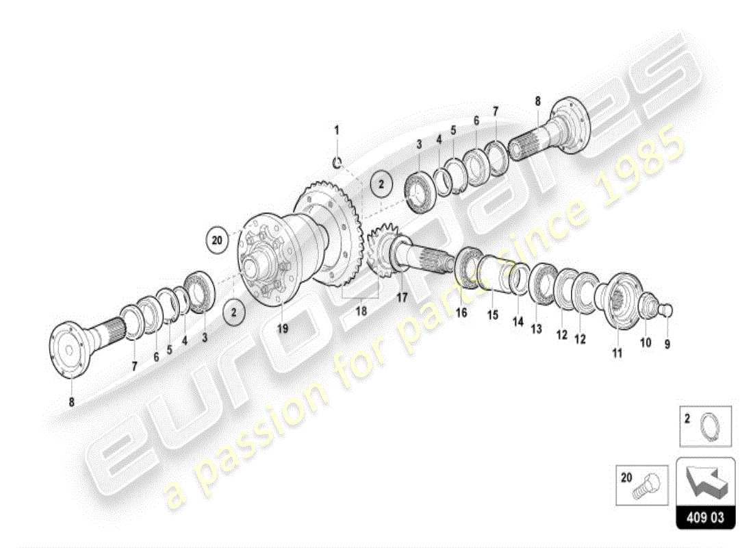 lamborghini diablo vt (1996) front axle differential parts diagram