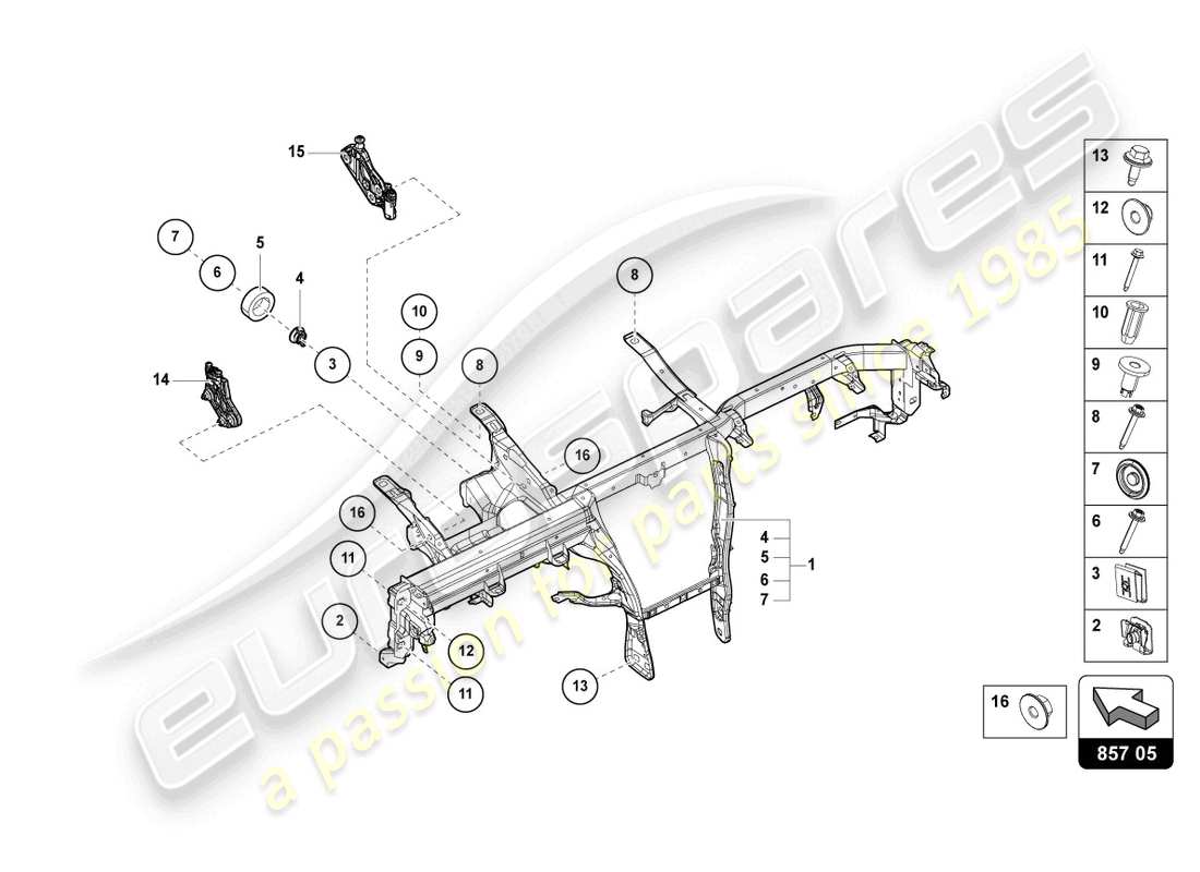 lamborghini urus (2020) cross member for dash panel parts diagram