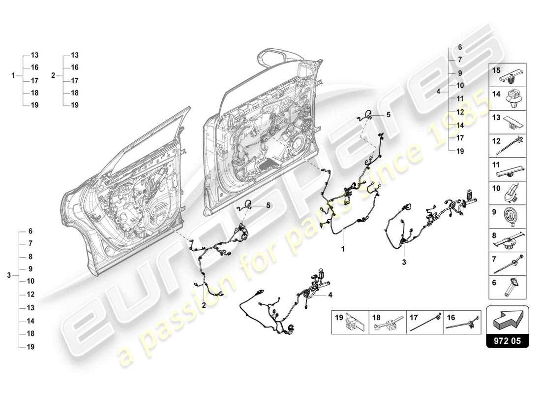 lamborghini urus (2022) wiring set for door parts diagram