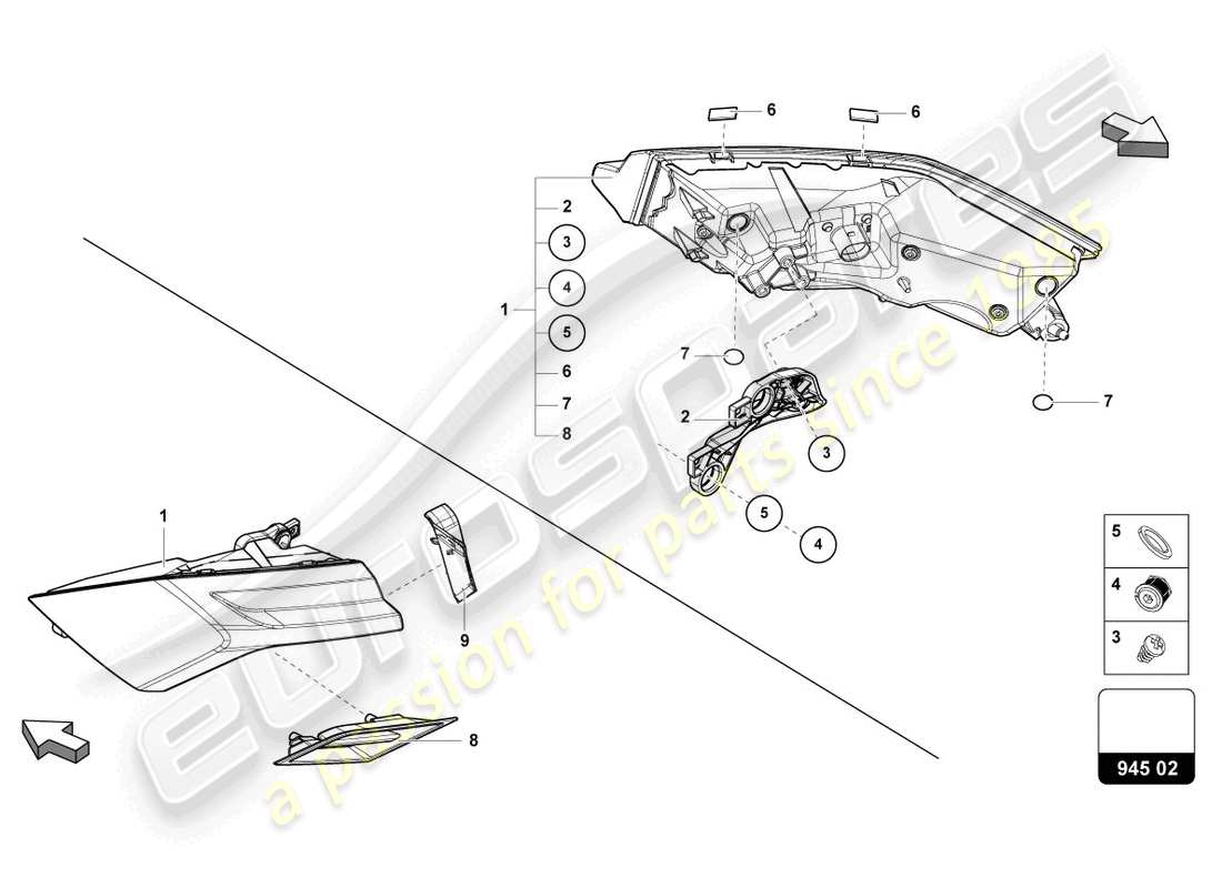 lamborghini urus (2022) rear light part diagram