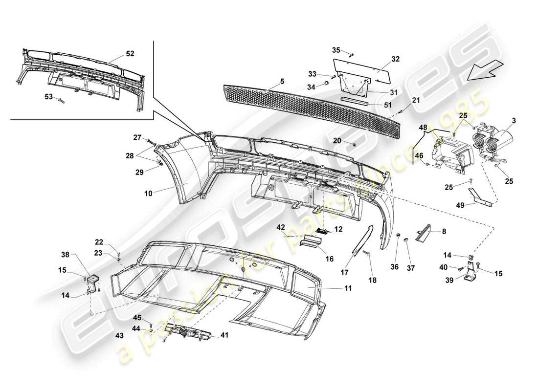 lamborghini lp550-2 spyder (2014) bumper rear part diagram