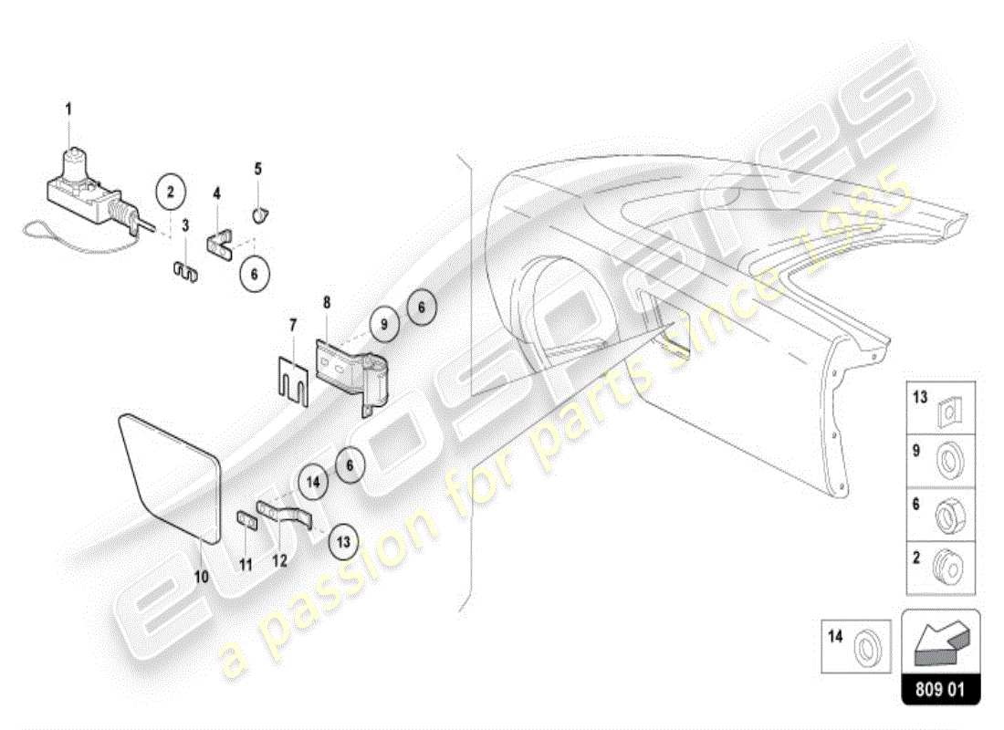 lamborghini diablo vt (1995) fuel filler flap parts diagram