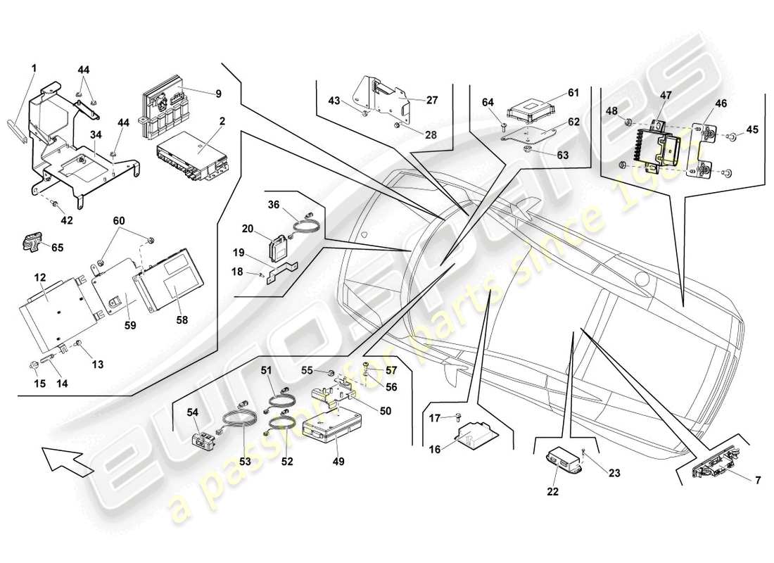 lamborghini lp550-2 spyder (2014) central control unit for convenience system part diagram