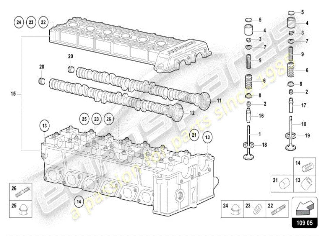 lamborghini diablo vt (1996) right head camshaft parts diagram